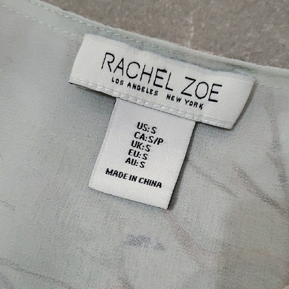 Rachel Zoe Flowy Sheer Floral Long Sleeves Blouse. Green, Pink. Smocked Hem. S. - Picture 5 of 12